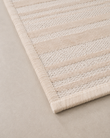 Modern Dokulu Bej Krem Çizgi Desenli Şönil Kilim Halı
