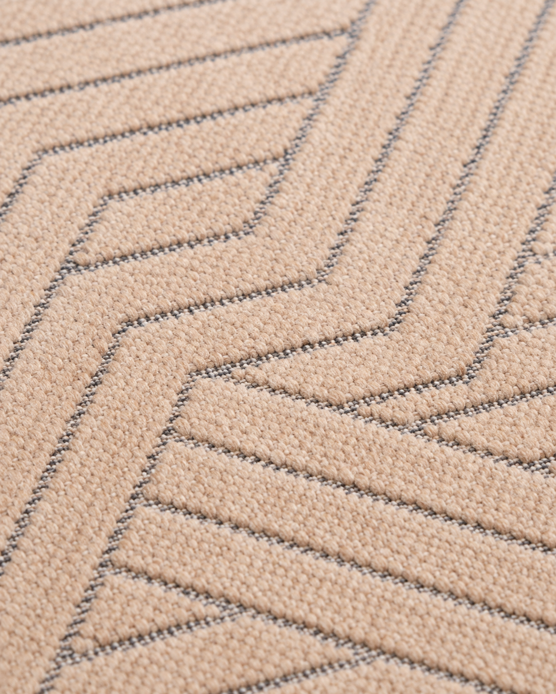Modern Zigzag Geometrik Desenli Pudra Bej Şönil Kilim Halı