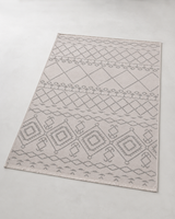 Modern Bohem Etnik Desenli Krem Gri Şönil Kilim Halı