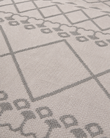 Modern Bohem Etnik Desenli Krem Gri Şönil Kilim Halı