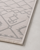 Modern Bohem Etnik Desenli Krem Gri Şönil Kilim Halı