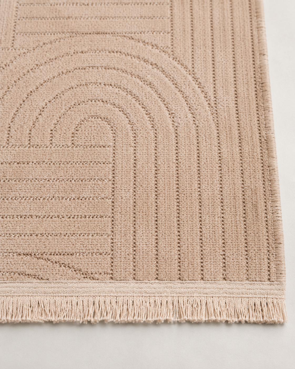 Pudra Bej Kavis Desenli Modern Şönil Kilim Halı