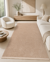 Pudra Bej Kavis Desenli Modern Şönil Kilim Halı