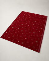 Etnik Motifli Modern Şönil Kilim - Canlı Kırmızı / Bordo