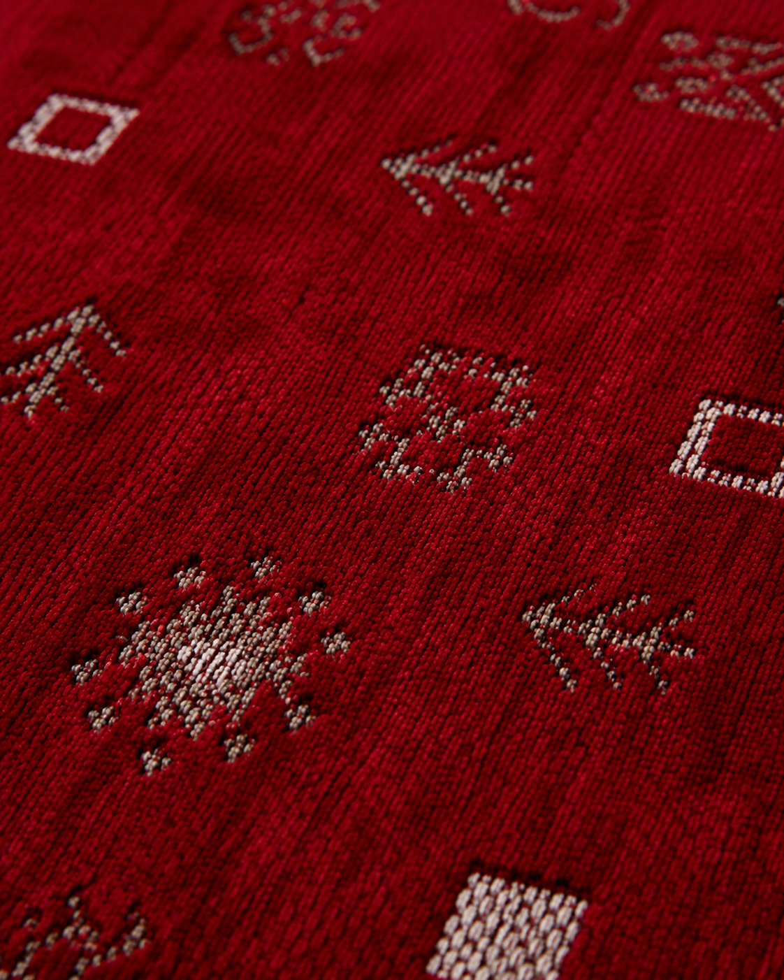 Etnik Motifli Modern Şönil Kilim - Canlı Kırmızı / Bordo