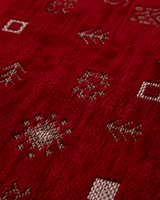 Etnik Motifli Modern Şönil Kilim - Canlı Kırmızı / Bordo