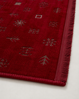 Etnik Motifli Modern Şönil Kilim - Canlı Kırmızı / Bordo