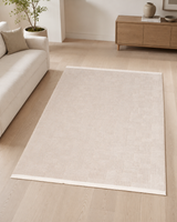 Modern Geometrik Desenli Şönil Kilim - Krem / Bej