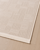 Modern Dokulu Krem Bej Geometrik Desenli Şönil Kilim Halı