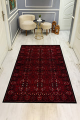 Klasik Motifli Eskitme Desen Lüks Sisal Halı - Bordo