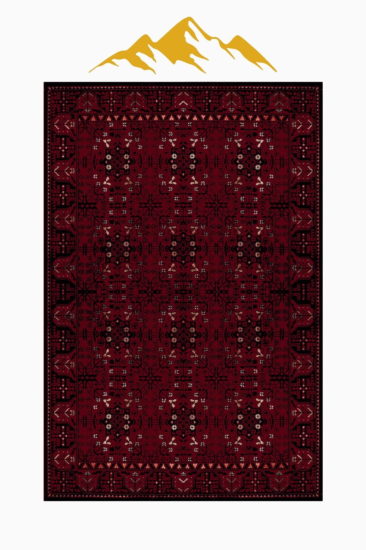 Klasik Motifli Eskitme Desen Lüks Sisal Halı - Bordo