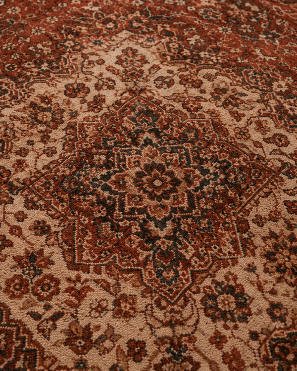 Klasik Eskitme Göbekli Salon Halısı - Kiremit Vintage Desenli Halı image 1