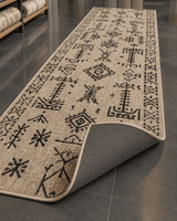 Etnik Kilim Desenli Koridor Yolluğu - Hasır Bej Jüt Görünümlü Halı image 2