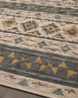 Otantik Geometrik Motifli Oturma Odası Halısı - Bej Gri Sarı Tonlarında image 4