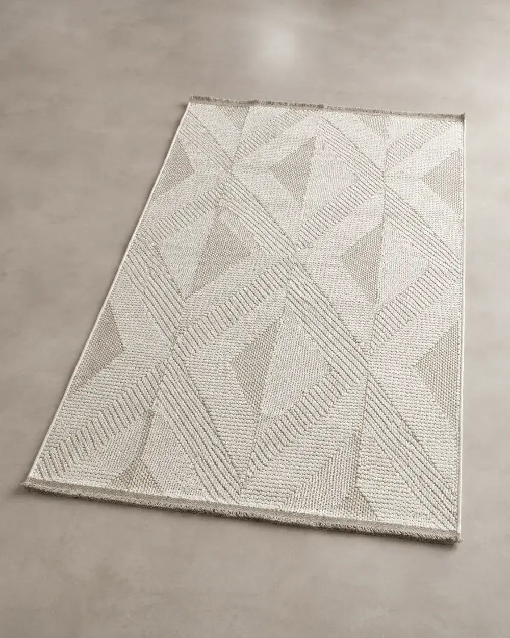 Bohem ve Minimalist Yatak Odası Halısı - Krem Leke Tutmaz Dekoratif Dokulu Halı image 4