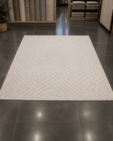 Minimalist Geometrik Figürlü Yatak Odası Halısı - Krem Leke Tutmaz Dekoratif image 0