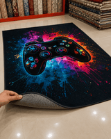 Gamer Oyuncu Odası Halısı - Oyun Konsolu Kolu Desenli Siyah Genç Halısı image 2