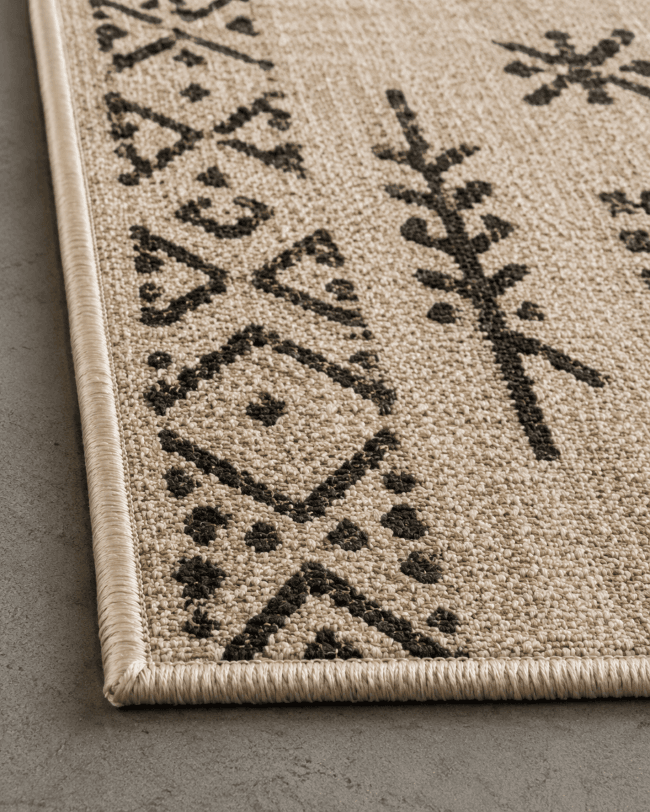 Etnik Kilim Desenli Koridor Yolluğu - Hasır Bej Jüt Görünümlü Halı image 3