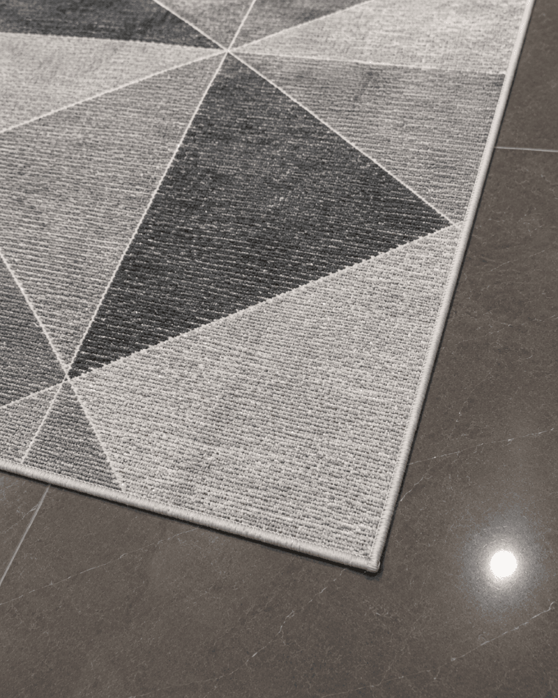Modern Geometrik Koridor Yolluğu - Koyu Gri Antrasit Mutfak Halısı image 4