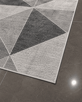 Modern Geometrik Koridor Yolluğu - Koyu Gri Antrasit Mutfak Halısı image 4