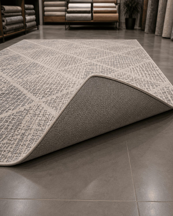 Krem Gri Geometrik Modern Halı - Yakın Çekim Dokusu ve Köşe Detayı image 1