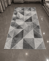 Modern Geometrik Koridor Yolluğu - Koyu Gri Antrasit Mutfak Halısı image 0