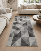 Modern Geometrik Koridor Yolluğu - Koyu Gri Antrasit Mutfak Halısı image 2
