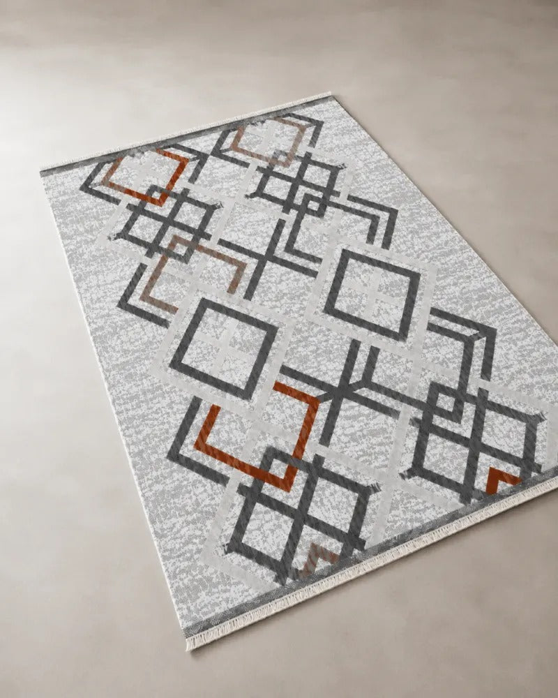 Sisal Nova – Modern Geometrik Halı Siyah Beyaz